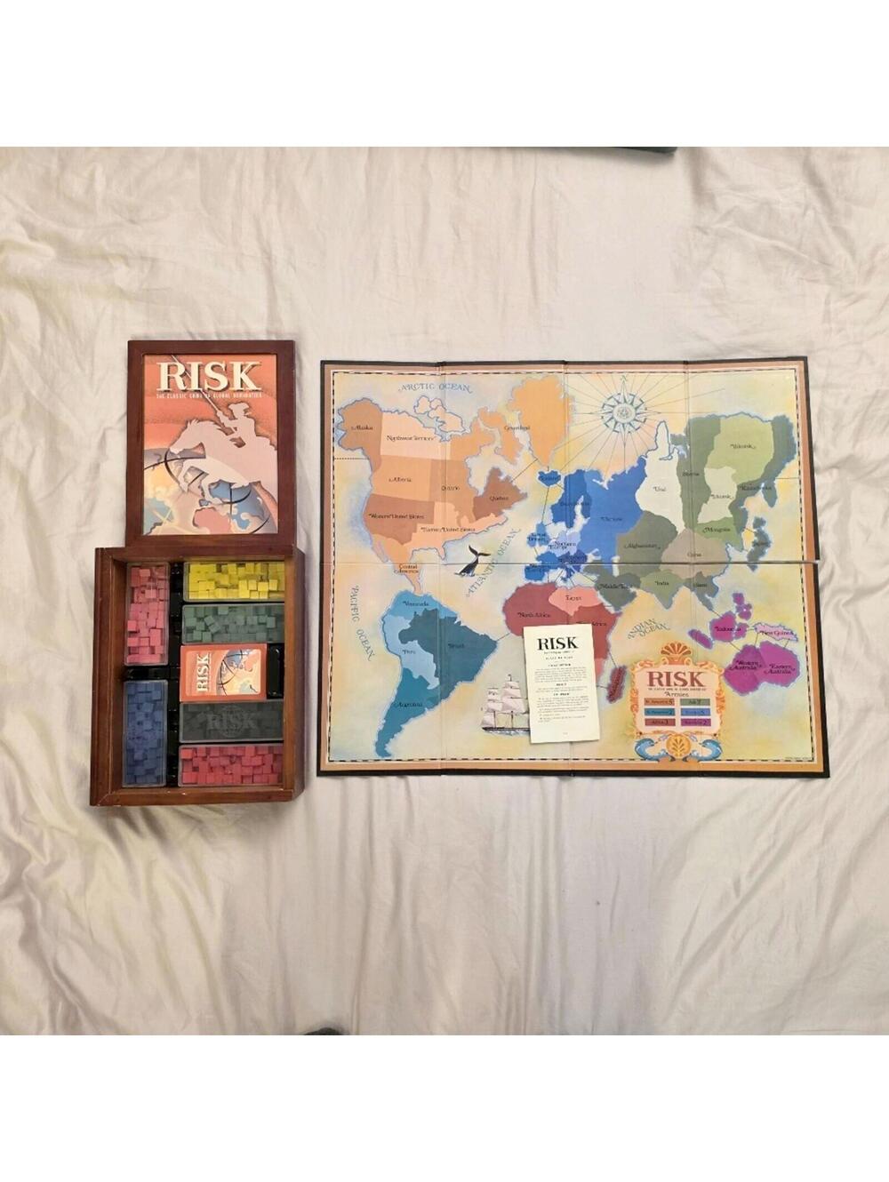 Risk ~ Parker Brothers Vintage Game Collection Wooden Book Box (2005)